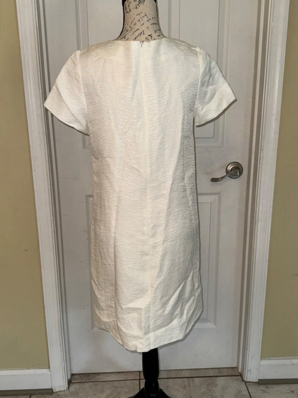 Kate Spade Gail Sheath Dress Cream Linen Blend Embellished Beads Pockets Lined 6 - Picture 2 of 14